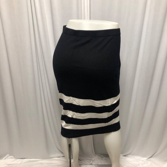 Elle Skirt Womens Size Medium Black White Knit Knee Length Pencil Office Evening - Picture 3 of 7